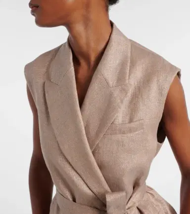 Brunello Cucinelli Belted linen-blend vest | Thumbnail 5