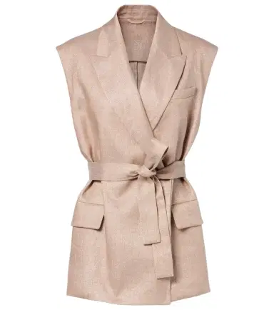 Brunello Cucinelli Belted linen-blend vest | Thumbnail 1