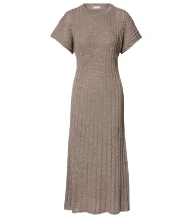 Brunello Cucinelli Ribbed-knit lamé midi dress | Thumbnail 1 Brunello Cucinelli Ribbed-knit lamé midi dress | Thumbnail 1