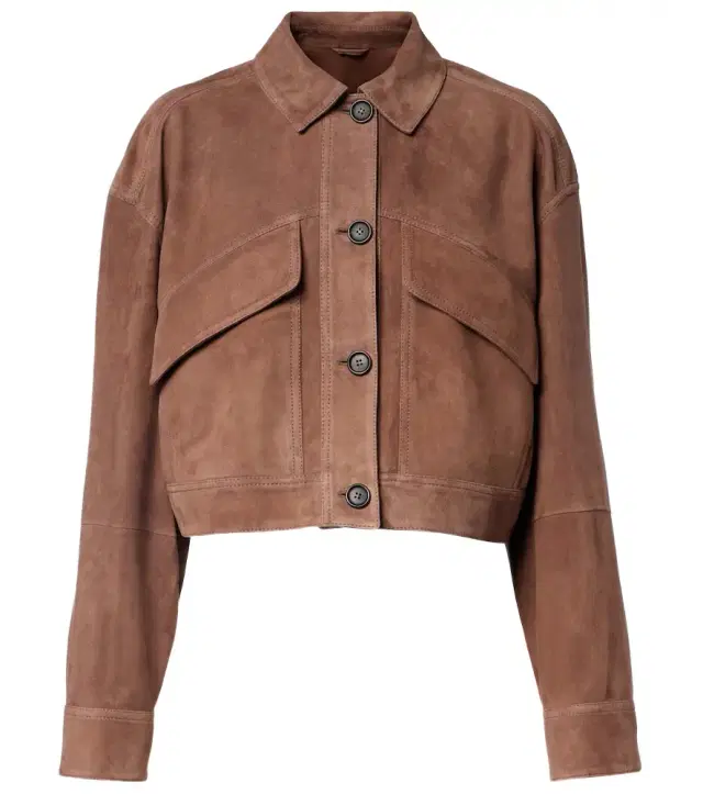 Brunello Cucinelli Monili cropped suede jacket