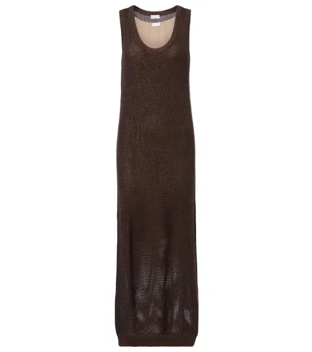 Open-knit cotton-blend maxi dress