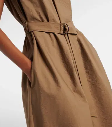 Brunello Cucinelli Belted cotton-blend midi dress | Thumbnail 4