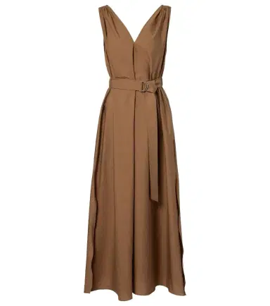 Brunello Cucinelli Belted cotton-blend midi dress | Thumbnail 1