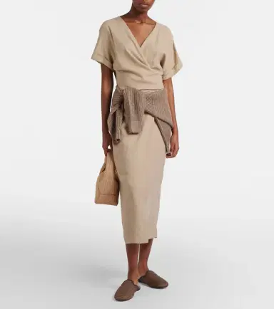 Brunello Cucinelli Draped wrap dress | Thumbnail 4 Brunello Cucinelli Draped wrap dress | Thumbnail 4