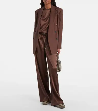 Brunello Cucinelli Silk-blend satin wide-leg pants | Thumbnail 4