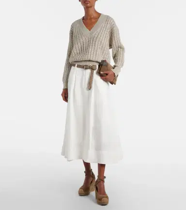 Brunello Cucinelli Mid-rise midi skirt | Thumbnail 6