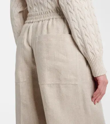 Brunello Cucinelli Linen and cotton wide-leg pants | Thumbnail 3 Brunello Cucinelli Linen and cotton wide-leg pants | Thumbnail 3