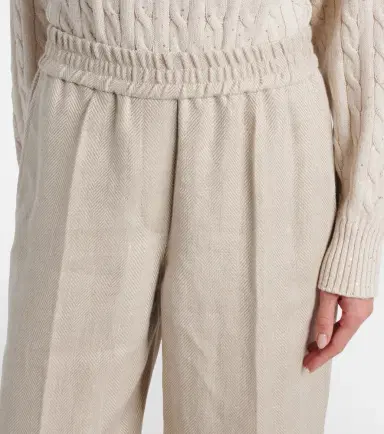 Brunello Cucinelli Linen and cotton wide-leg pants | Thumbnail 4 Brunello Cucinelli Linen and cotton wide-leg pants | Thumbnail 4