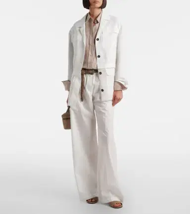 Brunello Cucinelli Cotton-blend wide-leg pants | Thumbnail 3
