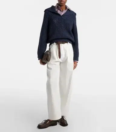 Brunello Cucinelli Cotton wide-leg pants | Thumbnail 3