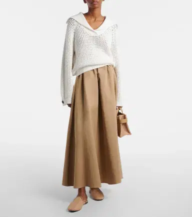 Brunello Cucinelli Cotton-blend midi skirt | Thumbnail 5