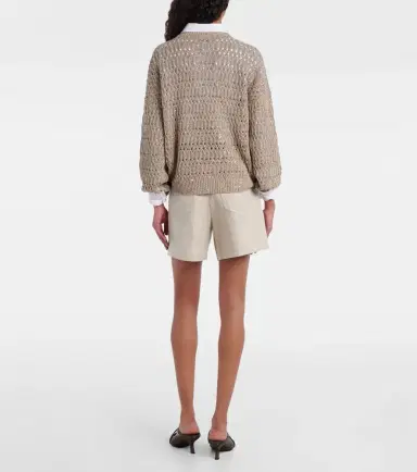Brunello Cucinelli High-rise linen and cotton Bermuda shorts | Thumbnail 2
