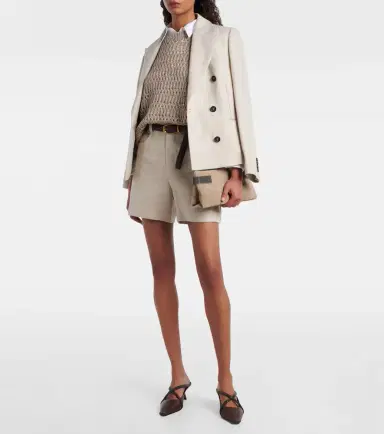 Brunello Cucinelli High-rise linen and cotton Bermuda shorts | Thumbnail 3
