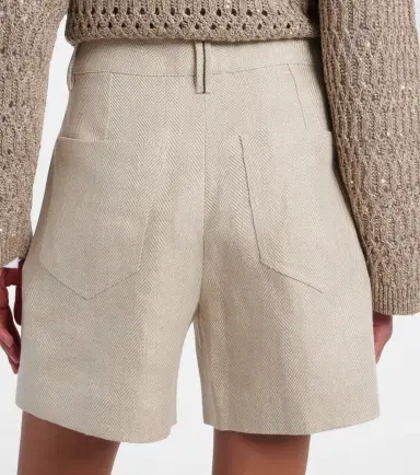 Brunello Cucinelli High-rise linen and cotton Bermuda shorts | Thumbnail 4