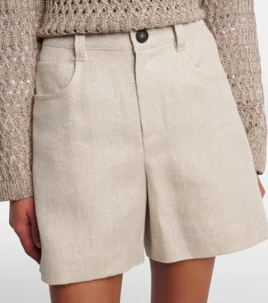 Brunello Cucinelli High-rise linen and cotton Bermuda shorts | Thumbnail 5