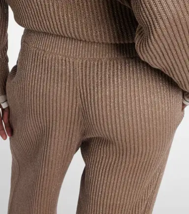 Brunello Cucinelli Ribbed-knit cotton-blend wide-leg pants | Thumbnail 2