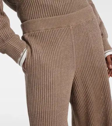 Brunello Cucinelli Ribbed-knit cotton-blend wide-leg pants | Thumbnail 4