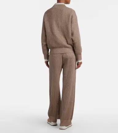 Brunello Cucinelli Ribbed-knit cotton-blend wide-leg pants | Thumbnail 5