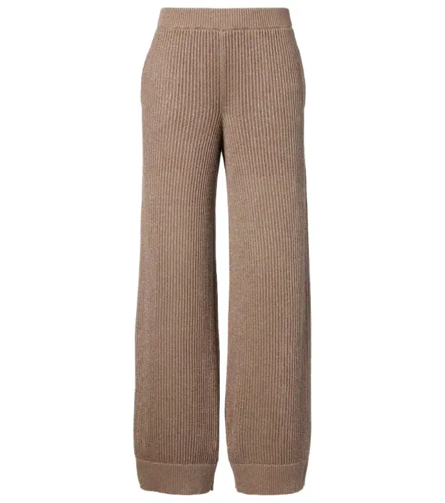 Brunello Cucinelli Ribbed-knit cotton-blend wide-leg pants