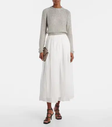 Brunello Cucinelli Cotton and tulle midi skirt | Thumbnail 2