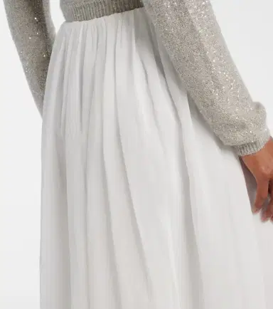 Brunello Cucinelli Cotton and tulle midi skirt | Thumbnail 3