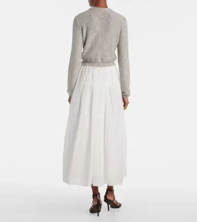 Brunello Cucinelli Cotton and tulle midi skirt | Thumbnail 5