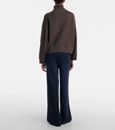 Brunello Cucinelli Ribbed-knit wool and cashmere wide-leg pants | Thumbnail 3