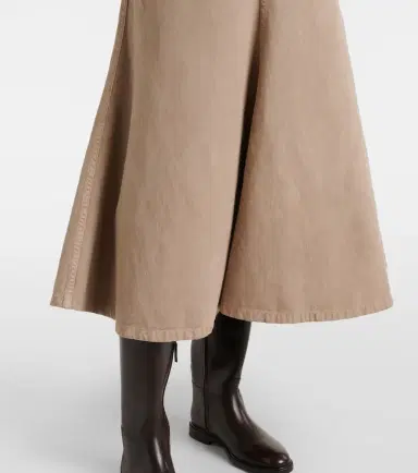 Brunello Cucinelli Cotton and linen denim midi skirt | Thumbnail 4