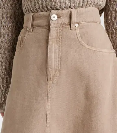 Brunello Cucinelli Cotton and linen denim midi skirt | Thumbnail 5