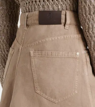 Brunello Cucinelli Cotton and linen denim midi skirt | Thumbnail 6