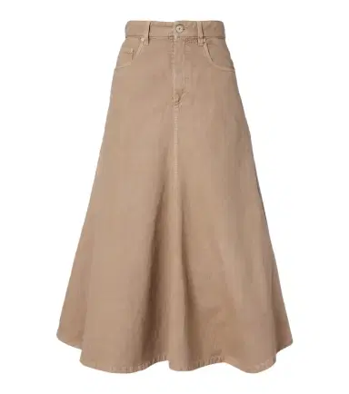 Brunello Cucinelli Cotton and linen denim midi skirt | Thumbnail 1
