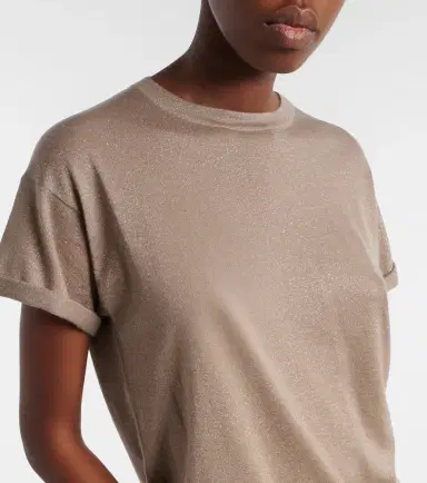 Brunello Cucinelli Cashmere and silk-blend T-shirt | Thumbnail 2