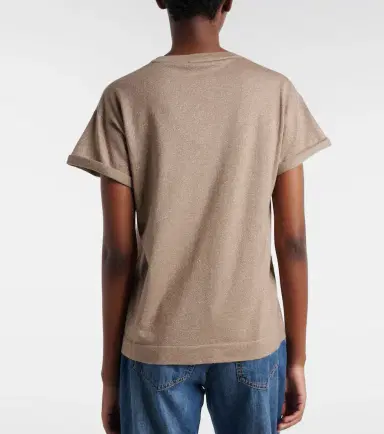Brunello Cucinelli Cashmere and silk-blend T-shirt | Thumbnail 4