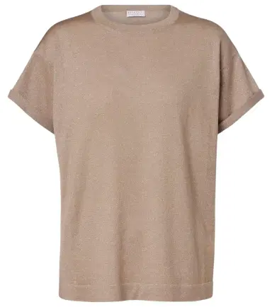 Brunello Cucinelli Cashmere and silk-blend T-shirt | Thumbnail 1