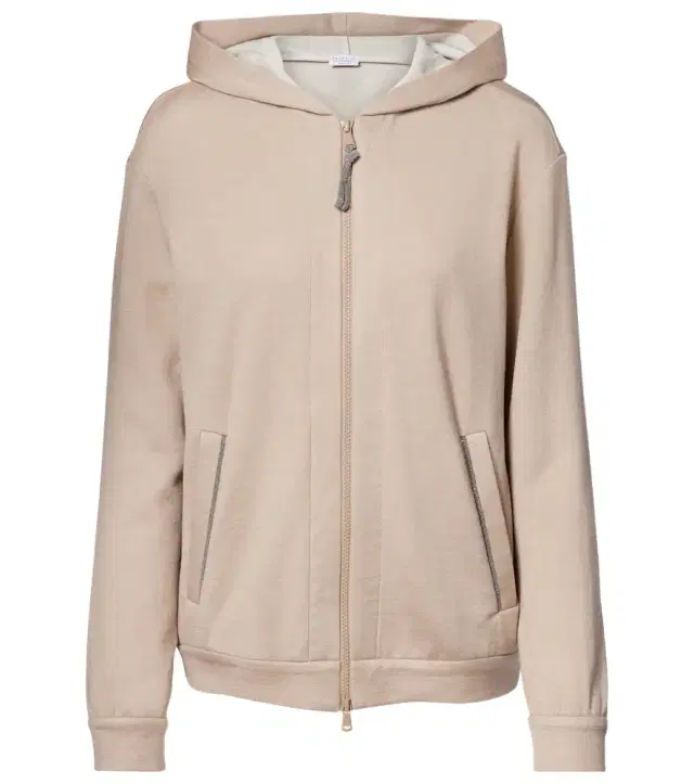 Brunello Cucinelli Monili cotton and silk-blend hoodie