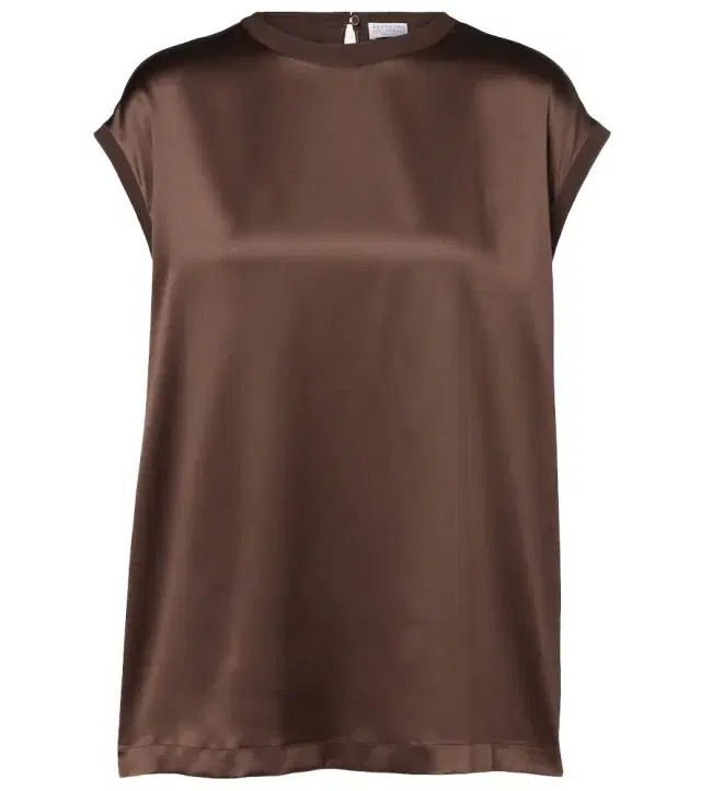 Brunello Cucinelli Silk-blend satin top