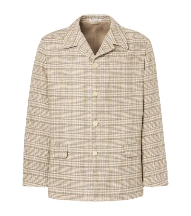 Checked silk and linen tweed jacket
