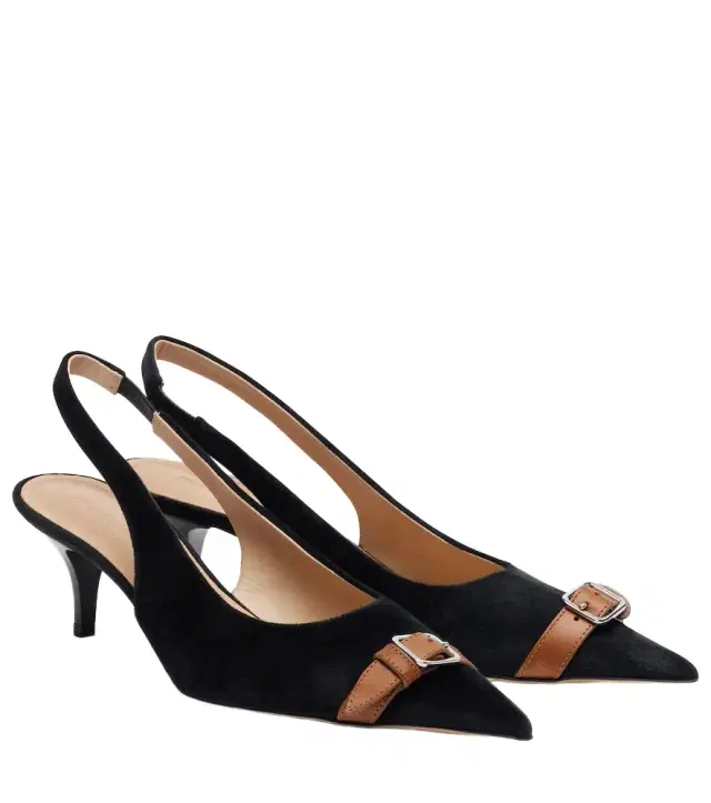 JW Anderson Leather-trimmed velvet slingback pumps