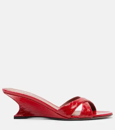 Paris Texas Nina 50 croc-effect patent leather wedge mules | Thumbnail 2