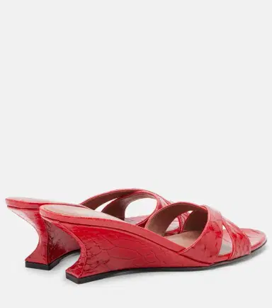 Paris Texas Nina 50 croc-effect patent leather wedge mules | Thumbnail 4