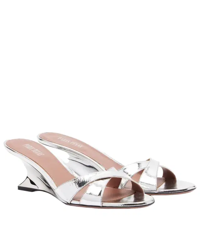 Paris Texas Nina 50 metallic leather wedges