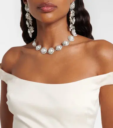 Magda Butrym Crystal-embellished faux pearl choker | Thumbnail 4