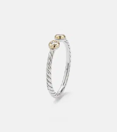 David Yurman Cable Open sterling silver and 14kt gold ring with diamonds | Thumbnail 2