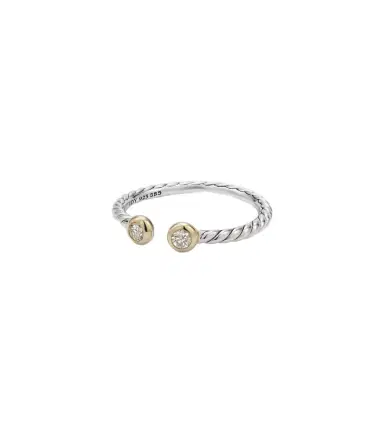David Yurman Cable Open sterling silver and 14kt gold ring with diamonds | Thumbnail 1