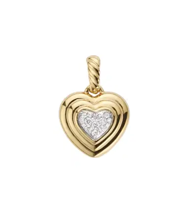 David Yurman Puffy Heart Amulet 18kt gold pendant with diamonds | Thumbnail 1 David Yurman Puffy Heart Amulet 18kt gold pendant with diamonds | Thumbnail 1