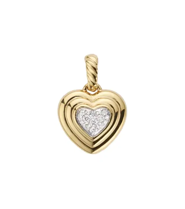 David Yurman Puffy Heart Amulet 18kt gold pendant with diamonds