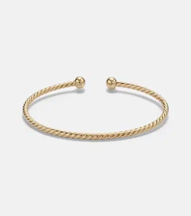 David Yurman Cablespira Flex Micro 18kt gold cuff bracelet with emeralds | Thumbnail 2