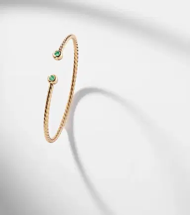 David Yurman Cablespira Flex Micro 18kt gold cuff bracelet with emeralds | Thumbnail 5