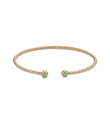 David Yurman Cablespira Flex Micro 18kt gold cuff bracelet with emeralds | Thumbnail 1