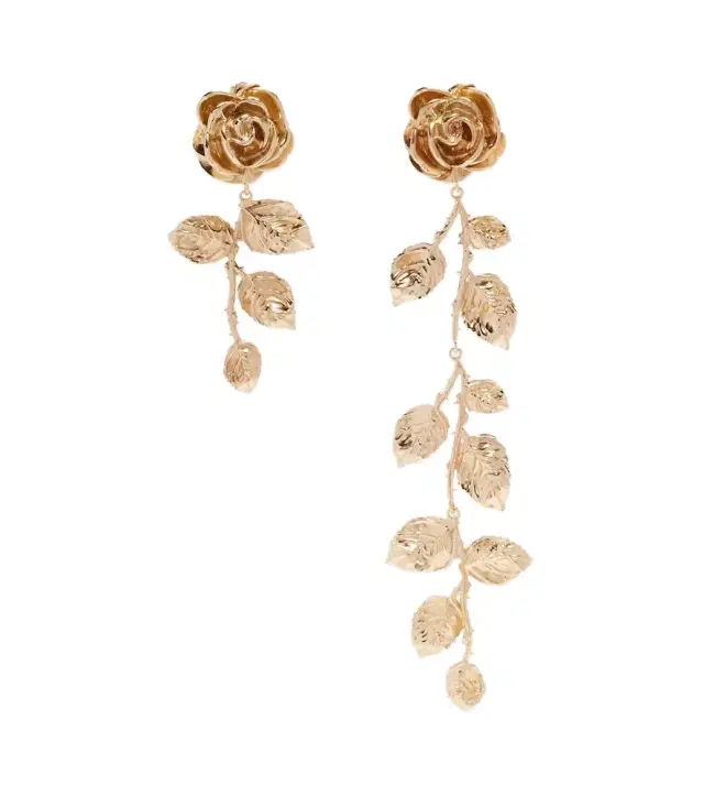 Floral gold-plated drop earrings